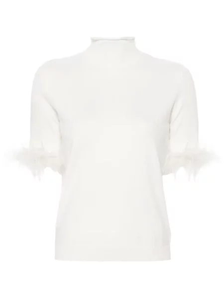 Krótki sweter Twinset w piórka biały