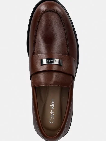 Calvin Klein férfi bőr mokaszin ESS RUBBER LOAFER HW PLAQ VA LTH barna