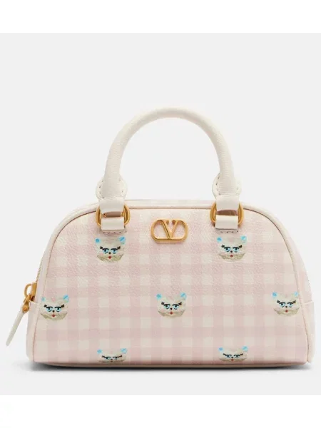 Usnjena usnjena torbica Valentino Garavani roza