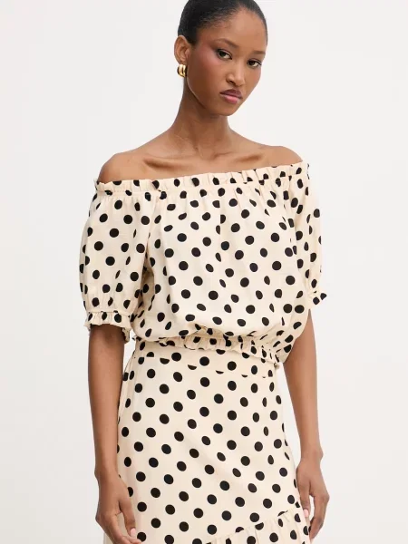 Morgan bluza z odkritimi rameni z viskozo bež