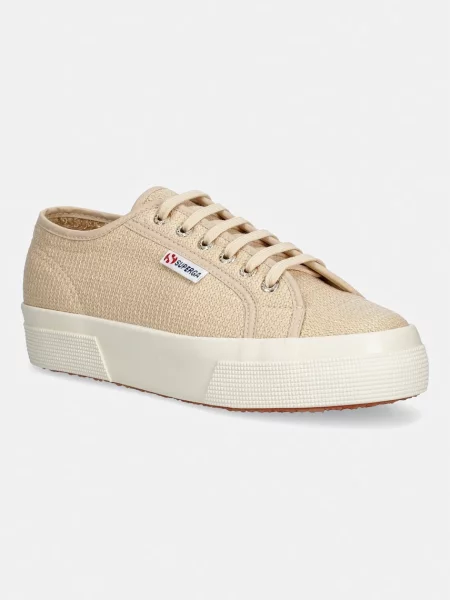 Superga PLATFORM RAFFIA tenisky hnědé