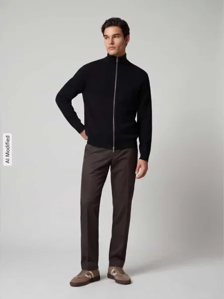 Kardigan rozpinany o kroju regular fit z mieszanka model TELLER' Selected czarny