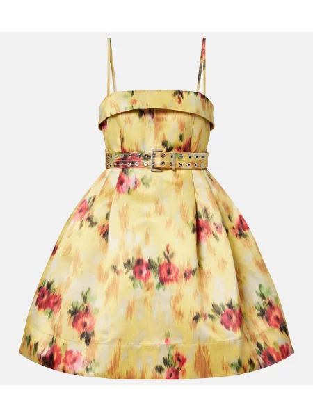 Rochie Ganni din satin cu imagine galben