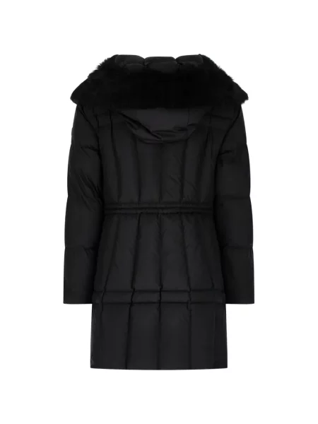 Krátký péřová bunda Moncler s kapucí černá