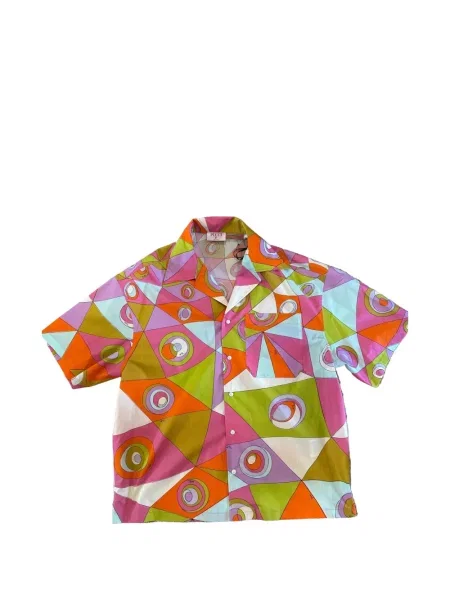 Scurt cămașă Pucci cu imagine cu imprimeu geometric roz