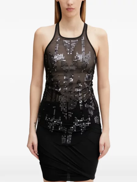 Top Rick Owens Lilies cu paiete plasă negru