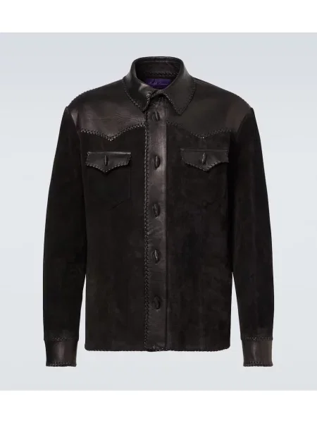 Geanta de piele Ralph Lauren Purple Label negru