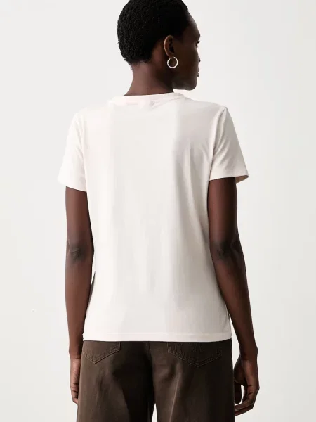 Guess T-shirt z bawełną LUNITA beżowa