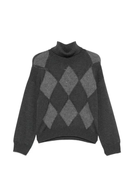 Pulover Peserico cu paiete cu model argyle gri