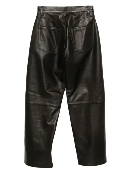 Pantaloni Yoke din piele maro