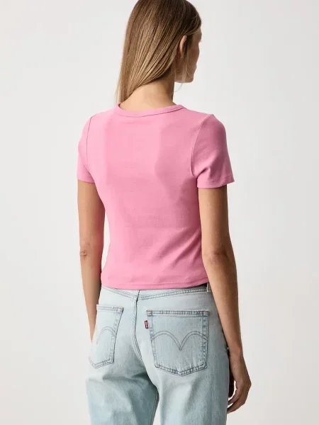 Levi's T-shirt z bawełną GR HAYES CROPPED różowa