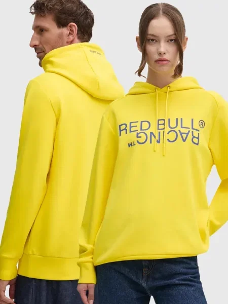 Суичър с качулка Red Bull Racing X Pepe Jeans с качулка с принт червено