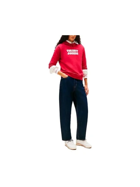 Geacă de blugi Tommy Jeans cu autograf roz
