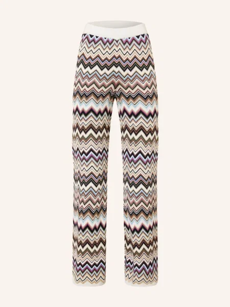 Missoni Pletené Kalhoty krémová / růžová / tmavě modrá