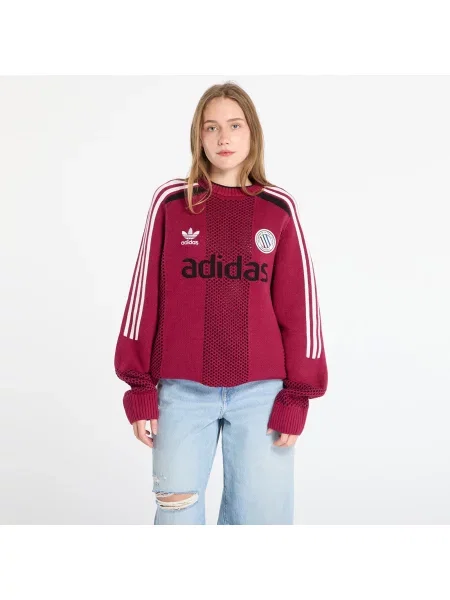 Adidas Originals Svetr Adicolor Blokecore tmavě červená/ černá/ bílá vínový