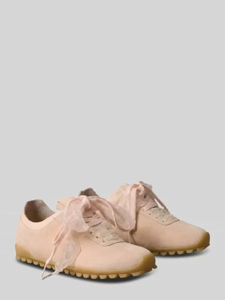 Sneakersy ze skóry welurowej z dwoma sznurowadłami Ck Calvin Klein różowe