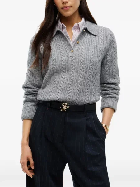 Gulerat tricou polo Tommy Hilfiger gri