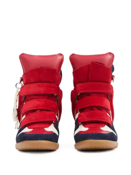 Sneakers Isabel Marant σουέντ με τακούνι-σφήνα κόκκινο