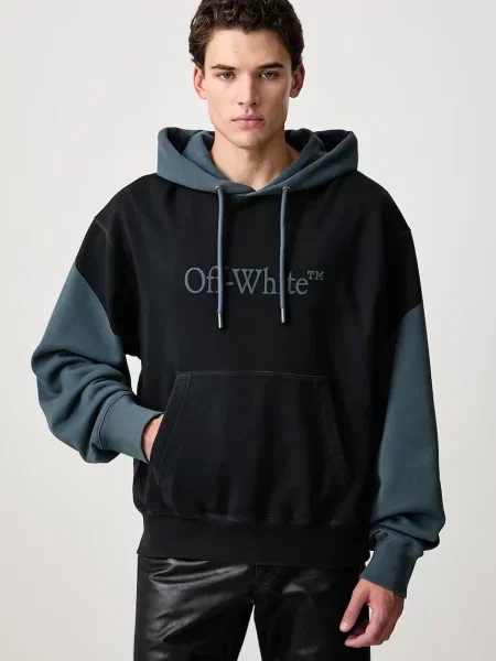 Off-White Negative Big Bookish Regular hanorac cu glugă din pentru bărbați alb