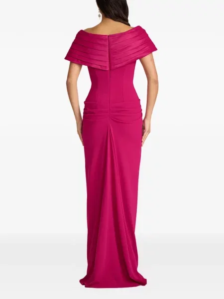 Sukienka maxi Tadashi Shoji z dekoltem w serek plisowana garniturowa różowa