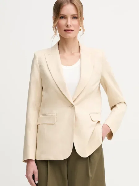 Weekend Max Mara blazer din amestec de in un singur rand de uni bej