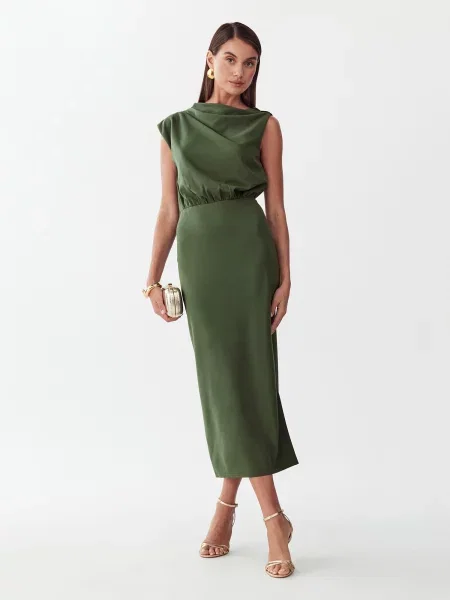 St MRLO Rochie de cocktail închis verde