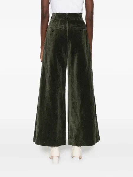 Pantaloni Uma Wang de catifea plisate verde