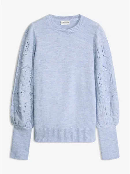Sweter w ażurowy wzór niebieski