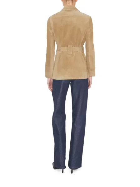 Geacă Tory Burch din piele de căprioară maro