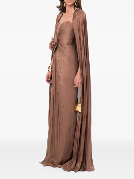 Rochie maxi Ana Radu cu model floral maro