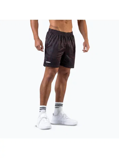 Pantaloni scurți de antrenament pentru bărbați NEBBIA Power dark brown camo maro