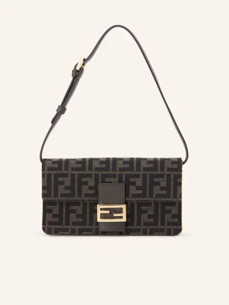 Fendi Kabelka Přes Rameno khaki / zlatá černá