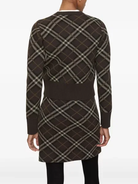 Cardigan Burberry din cașmir în carouri maro