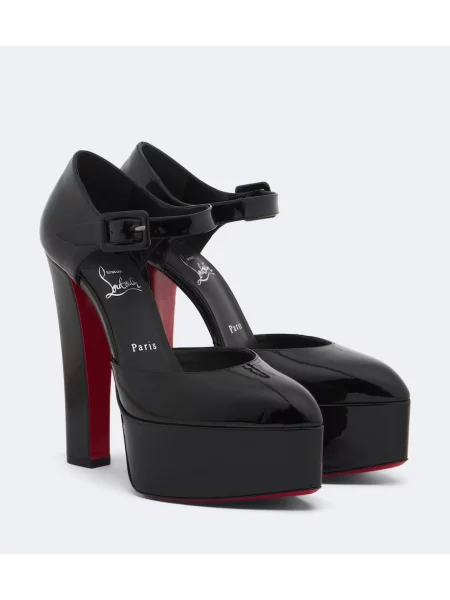 Δερμάτινη γοβάκια Christian Louboutin με πλατφόρμα από λουστρίνι μαύρο