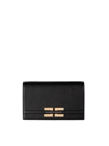 Torebka skórzana Elisabetta Franchi skórzana czarna