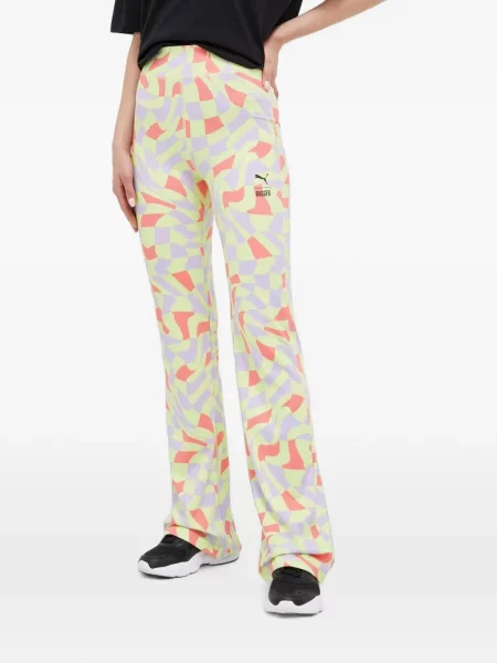 Pantaloni Puma cu imagine cu imprimeu abstract evazate verde