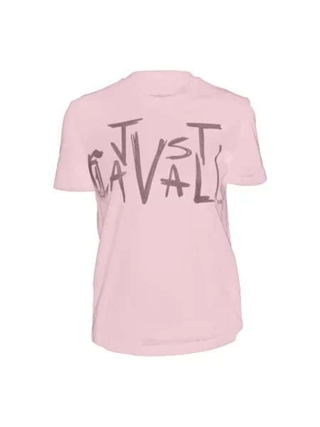 Haftowana koszulka Just Cavalli różowa