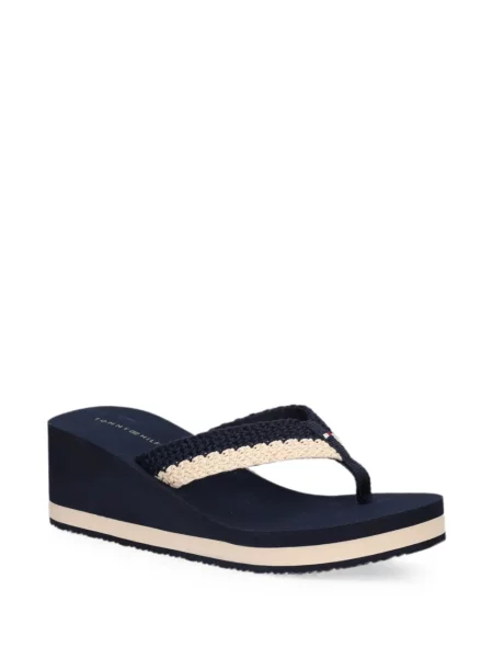 Șlapi Tommy Hilfiger cu pană cu bretele albastru