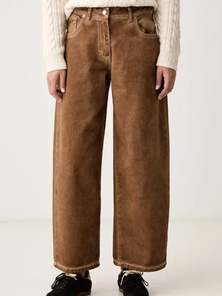 Haveone blugi wide leg pentru femei maro