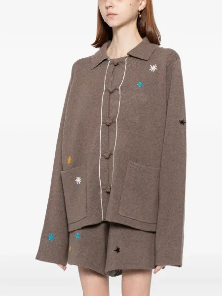 Cardigan Yanyan Knits cu broderie maro