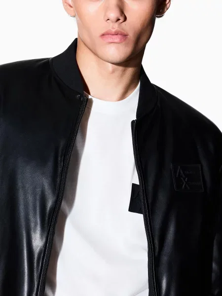 Кожаная куртка Armani Exchange черная