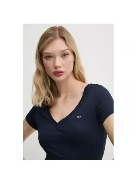 Tommy Jeans Tričko tmavomodrá modrá