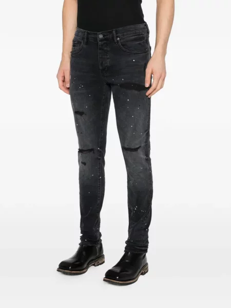 Skinny jeansy skinny Purple Brand odblaskowe czarne