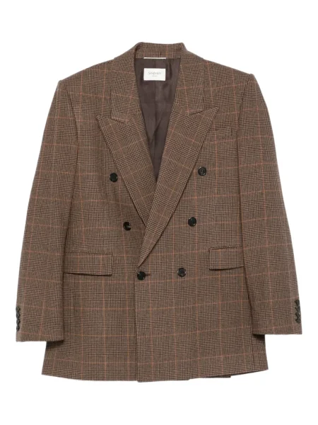 Geacă Saint Laurent în carouri maro