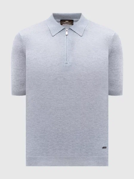 Поло із шовку з логотипом Enrico Mandelli сіре