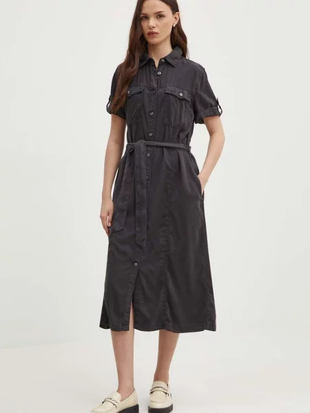 Рокля Pepe Jeans EVELINDA червено с изчистен дизайн сиво