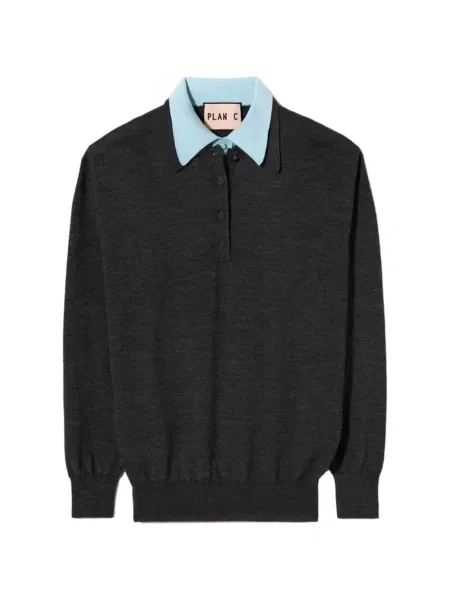 Gulerat tricou polo Plan C gri