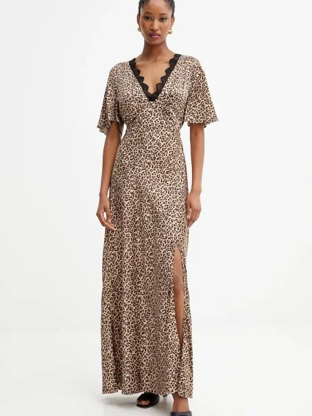 Guess Sukienka Satynowa Martine braun beżowa