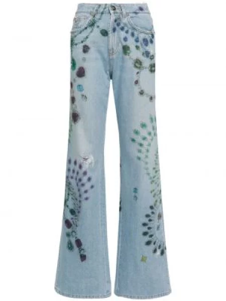 Szerokie jeansy John Richmond z wysoką talią niebieskie