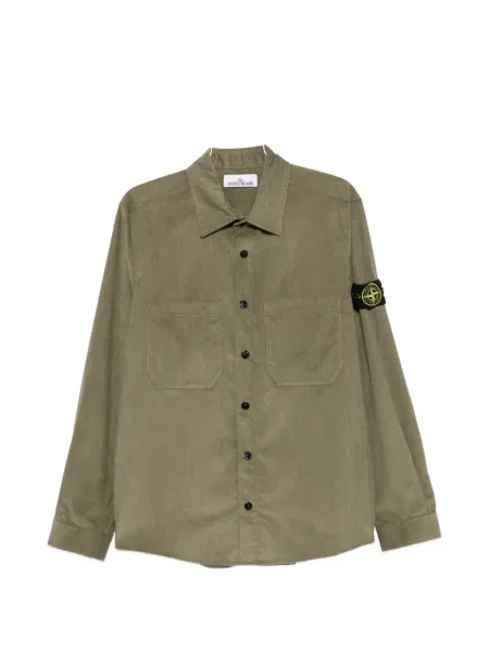 Cămașă Stone Island de catifea cord cu strasuri verde